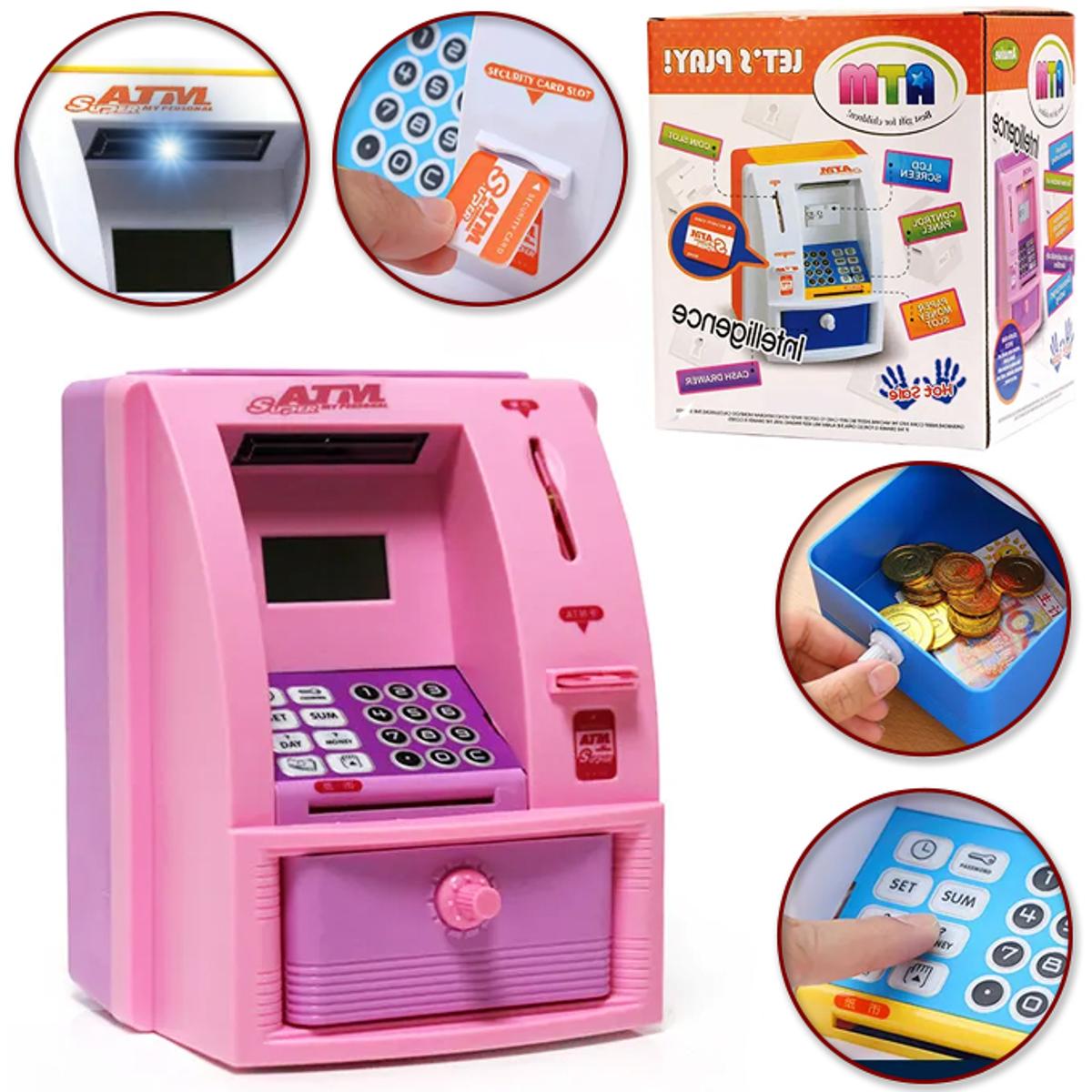 Mini ATM machine, Money Box ,Savnig box for kids / Unlock With Card & Fingerprint