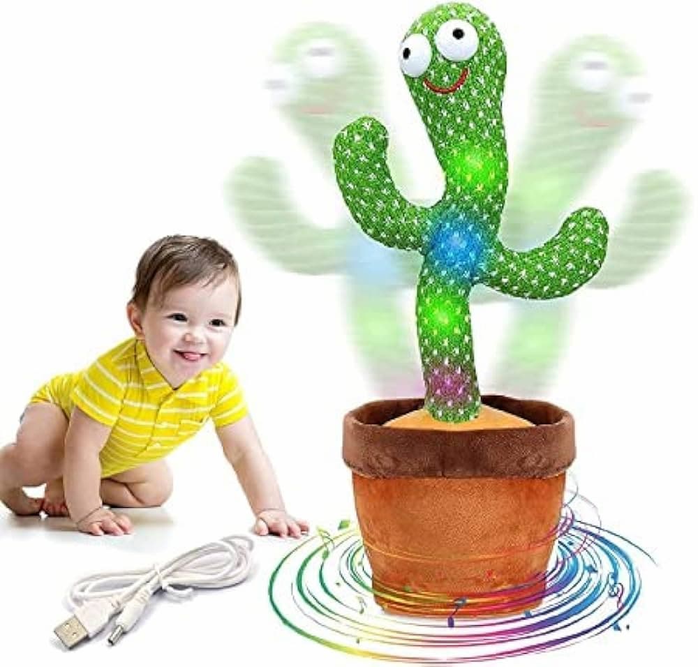 Cute Dancing Cactus Toy for Kids | Talking Dancing Shaking & Talk Back with Lights | Happy Birthday Gift
